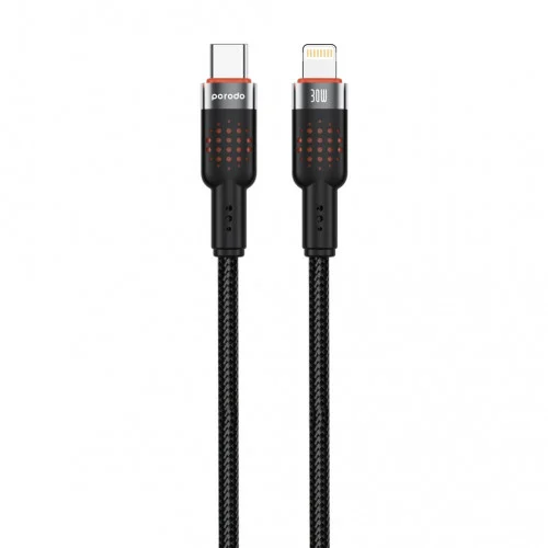 PORODO ALUMINUM ALLOY BRAIDED CABLE TYPE-C TO LIGHTNING 30W 1.2M